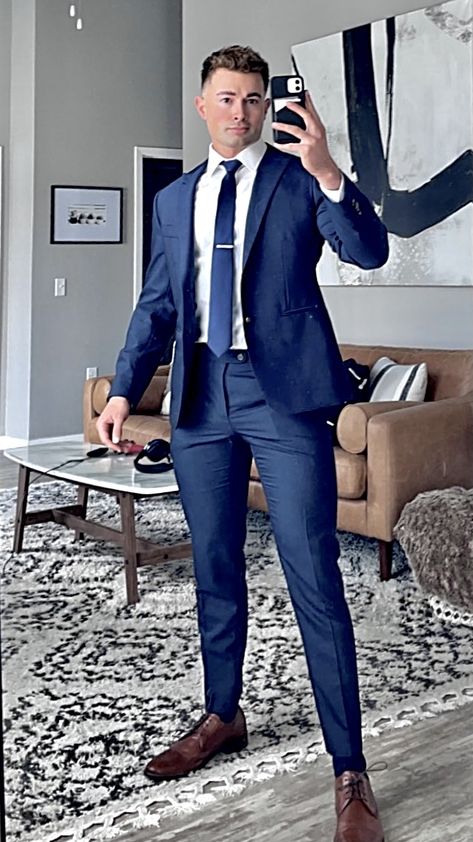 Royal Blue Shirt Outfit Men, Graduation Suit Men, Royal Blue Shirt Outfit, Blue Shirt Outfit Men, Medicine Graduation, Navy Blue Suit Men, Homecoming Outfits For Guys, Business Casual Suit, Royal Blue Shirts