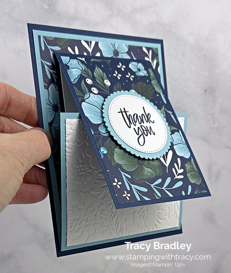 Cas Stampin Up Cards, Homemade Stampin Up Cards, Thank You Card Tutorial, Su Something Fancy Cards, Tracy Bradley Cards, Stampin Up Cards With Dsp, Stampinup Card Ideas 2024, Crafting With You Cards By Su, Stamp In Up Thank You Cards