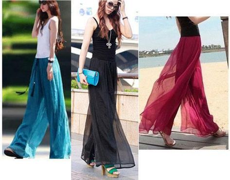 Dance Competition Dress, Summer Trousers, Trouser Outfits, Wide Leg Palazzo Pants, Bohemian Women, Beach Skirt, 2015 Fashion, Palazzo Pants, Womens Casual Outfits