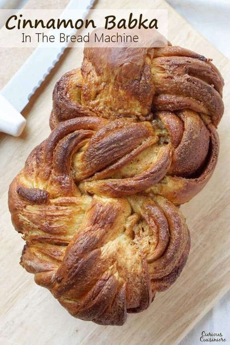 Tender and fluffy, and bursting with cinnamon flavor! Our Bread Machine Cinnamon Babka recipe makes this impressive, twisted sweet bread super easy to put together. | www.CuriousCuisiniere.com Easy Yeast Bread, Holiday Breads, Cinnamon Babka, Babka Bread, Galette Frangipane, Bread Dinner, Brunch At Home, Babka Recipe, Braided Buns