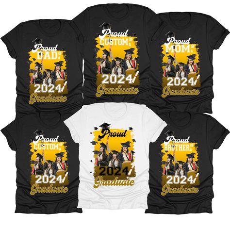 PRICES MAY VARY. Personalized proud Family 2024 a Graduate T-Shirt, Custom Picture Graduation Shirt, Graduate Squad T-Shirts, Proud mom of a 2024 Graduate Shirt - Proud Grandma, Dad, Brother, Aunt of a 2024 Graduate Senior 2024 shirt gift for graduates from kindergarten, middle and high school to college, graduate school or any type of graduation. Wear this TShirt with the graduation cap hat tassel and decorations at the grad party with this class of 2024. Soft, stretch, breathable, Graphic is c Senior Mom Shirts 2025, Senior Night Shirts For Family, Graduation Wear, Basketball Senior Night, Graduation Shirts For Family, 2024 Graduate, Customized Shirts, Graduation Shirt, Grad Photoshoot