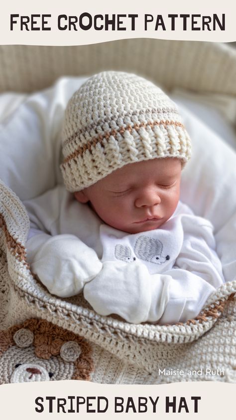 Looking for the perfect project to add a touch of cuteness to your little one's wardrobe? Check out this adorable FREE crochet baby hat pattern! Whether you're a seasoned crocheter or just starting out, this pattern is easy to follow and perfect for creating a cozy, stylish hat that will keep your baby warm and snug. A step by step VIDEO tutorial is also available. Grab your supplies and get started on this quick and simple project today! Free Crochet Baby Hat Pattern, Crochet Baby Hat Free Pattern, Crochet Newborn Hat Free Pattern, Free Crochet Baby Hat, Baby Beanie Crochet Pattern, Crochet Baby Hat Pattern, Easy Crochet Baby Hat, Crochet Baby Hats Free Pattern, Crochet Baby Boy Hat