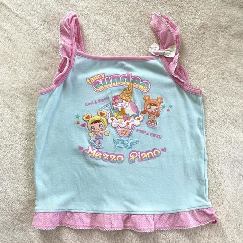 Mezzo piano blue-pink tank top ★japanese Size 130 ... - Depop Piano Clothes, Kawaii Outfit Ideas, Hat Aesthetic, Kawaii Shirts, J Fashion, Pink Tank, Kawaii Clothes, Pink Tank Top, Harajuku Fashion