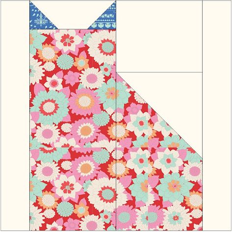 Cat Quilt Block, Cat Quilt Patterns, Quilt Blocks Easy, Block Quilt, Quilt Block Patterns Free, Quilt Square Patterns, Dog Quilts, Patchwork Quilt Patterns, Animal Quilts