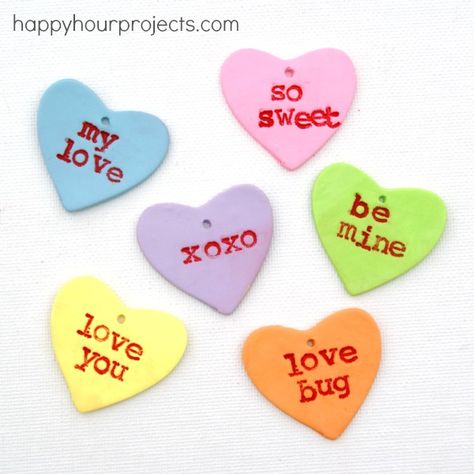 Clay Valentine, Clay Gift Tags, Polymer Clay Gifts, Valentines Gift Tags, Heart Magnets, Anti Valentines Day, Holiday Earrings, Polymer Clay Projects, Heart Candy