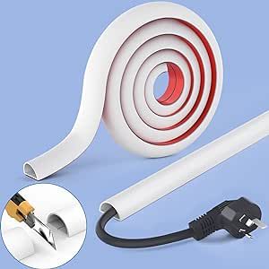 UOMTFAI Wall Cord Hider 78 Inch - Self-Adhesive Wire Cover Raceway for Walls, Flexible PVC Cable Concealer for Home and Office, W0.59 H0.39in - White Diy Cord Cover, Cord Hider, Outdoor Extension Cord, Wire Cover, Cable Cover, Computer Camera, Cord Cover, Electronic Musical Instruments, Cord Management