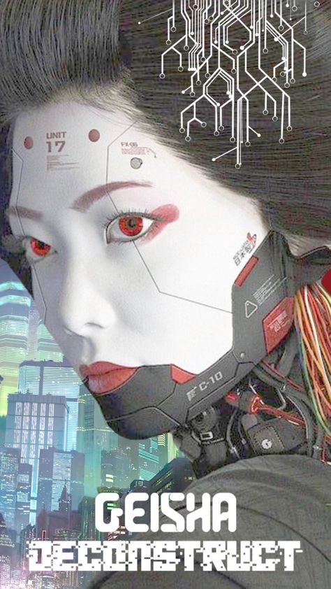 #cyberpunk #geisha Rich Cyberpunk, Japanese Cyberpunk Aesthetic, Chinese Cyberpunk, Cyberpunk Asian, Cyberpunk Geisha, Cyberpunk Japan, Cyberpunk Women, Cyberpunk Makeup, Japanese Cyberpunk