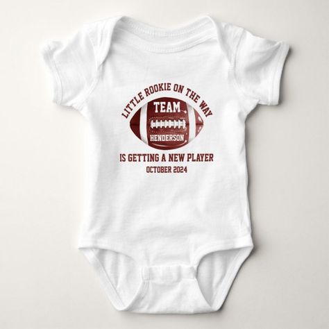 Baby Onesie Announcement, Onesie Announcement, Football Pregnancy Announcement, Baby Announcement Onesie, Announcement Ideas, Football Baby, Maternity Photoshoot, Baby Shirts, Boy Baby