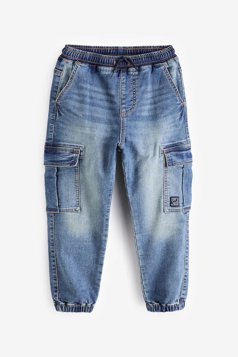 Blue Cargo Jeans, Kids Jeans Boys, Ribbed Jeans, Denim Cargo, Boys Denim, Curve Jeans, Jeans Cargo, Boys Bottoms, Cargo Joggers