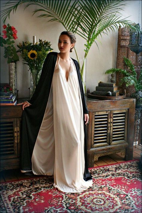 973a5f0ccbc4ee3524ccf035d35b284bdesc44617281ri Sleepwear Black, Satin Sleepwear, Bridal Robe, Black Bridal, Halter Gown, Wedding Robe, Cotton Sleepwear, Jaclyn Smith, Satin Color