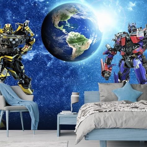 Transformers Cartoon, Boys Bedroom Wallpaper, Boys Room Wallpaper, Room Wallpaper Designs, Kids Bedroom Boys, Kitchen Background, Murals For Kids, Bedroom Wallpaper, Cartoon Photo