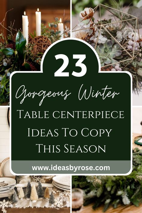 Winter Table Centerpiece Ideas Diy Winter Table Centerpieces, Winter Forest Table Decor, Winter Table Top Decor, Elevated Table Centerpieces, Winter Dough Bowl Ideas, Winter Table Decorations Simple, Winter Tablescapes Simple, Christmas Centerpieces Round Table, Winter Table Centerpieces For Home