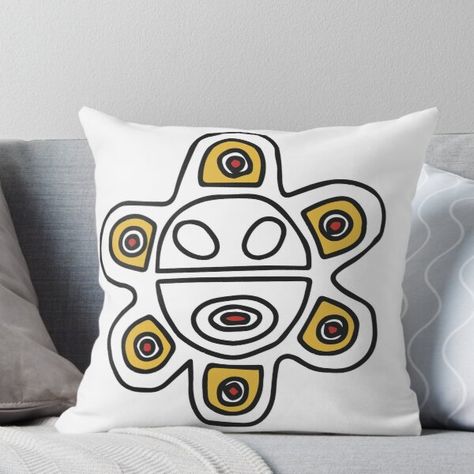 Super soft and durable 100% spun polyester Throw pillow with double-sided print. Cover and filled options. Sun symbol made by the Taino people in the island of Puerto Rico Taino People, Sol Taino, Sun Symbol, Puerto Rico Art, Mediterranean Home Decor, Spanish Style Homes, Throw Pillows Bed, Throw Pillow Sizes, Spanish Style