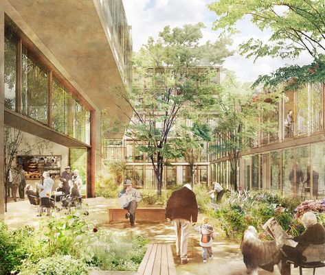 Senior housing development designed to battle loneliness, inactivity | Building Design + Construction Old Peoples Home, Architecture Art Nouveau, St Monica, Co Housing, Urban Housing, Community Housing, Elderly Home, Green Architecture, Social Housing