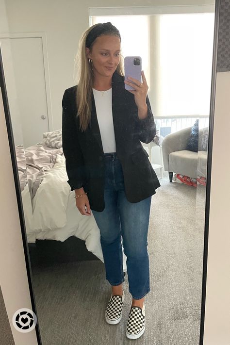 business casual fit #amazon #handm #vans Follow my shop @callielarrabee on the @shop.LTK app to shop this post and get my exclusive app-only content! #liketkit #LTKworkwear @shop.ltk https://liketk.it/4iWll Womens Business Casual Vans, Vans Employee Outfit, Black Vans Business Casual, Business Casual Outfits For Women With Vans, Vans Business Casual Outfit, Business Casual With Vans, Casual Blazer Women, Autumn Style, Womens Casual