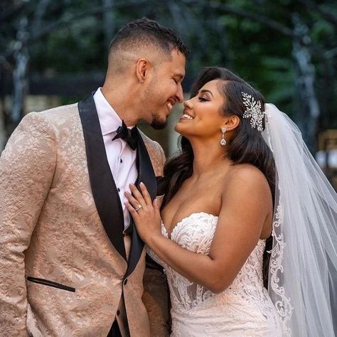 Our gorgeous bride Vanessa sharing a sweet moment with her handsome groom. Custom headpiece, cathedral veil and crystal earrings by Bridal Styles Boutique, hair: Hair by Kristine,  makeup: Makeup by Jen xiixii Timeless Bride, Crystal Comb, Dreamy Wedding Dress, Bridal Styles, Beautiful Veil, Handsome Groom, Hair Jewels, Bridal Hairstyle, Cathedral Veil