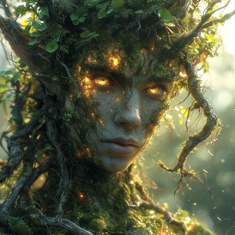 Feral Woman, Dnd Forest, Tree Creature, Forest Dryad, Fae Creatures, Mystical Creatures Mythology, Forest Fae, Nature Goddess, My Fantasy World