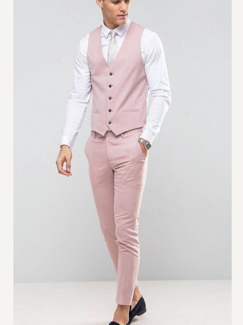 Pink And Gold Suit For Men, Blush Pink Mens Suit, Pink Semi Formal Outfit For Men, Pink And White Suit Men, Men’s Pink Suit, Pink Tuxedo Men, Subtle Pink Wedding, Pink Suit Men Wedding, Light Pink Suit Men