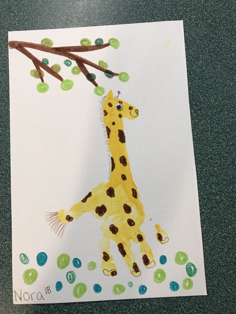 Giraffe handprint 🦒 #handprint #giraffe #infantcrafts Giraffe Handprint Art, Handprint Giraffe, Giraffe Crafts, Handprint Crafts, Safari Adventure, Daycare Crafts, Animal Habitats, Handprint Art, Finger Painting