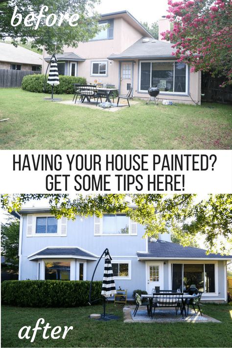 Painting My House Exterior - Our Experience // Love & Renovations Backyard Exterior, Painting A House, Aluminum House, Yard Oasis, Exterior House Paint, Paint Your House, Dirty White, Diy Garden Furniture, Our Relationship