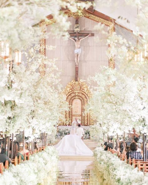 Like a dream:) #Gideonized Church Aisle Wedding Decor, Church Entrance Wedding Decorations, Church Wedding Decorations Aisle Entrance, Wedding Aisle Decorations Church, Church Wedding Flowers Altar, Church Wedding Decorations Aisle, Ceremony Decorations Church, Church Aisle Decorations, Wedding Church Aisle