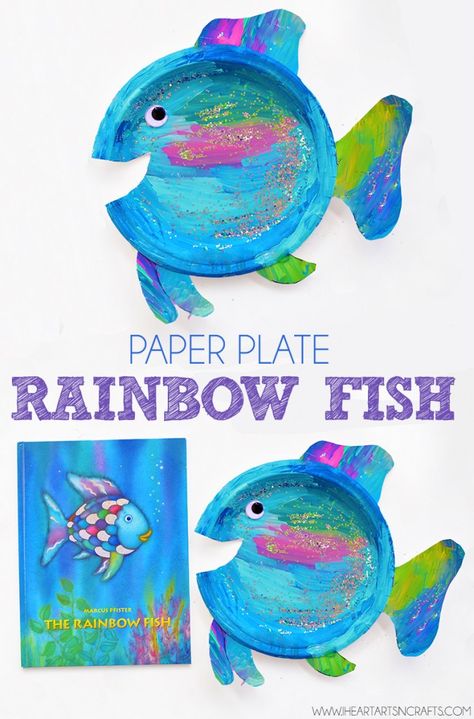 Fish Paper Plate Craft, Paper Plate Rainbow, Rainbow Fish Craft, Rainbow Fish Crafts, Friendship Theme, Fish Craft, Paper Plate Craft, Paper Plate Crafts For Kids, Reading Activity