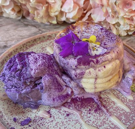 Food Desserts Aesthetic, Ube Pancakes, Desserts Aesthetic, The Color Purple, Aesthetic Board, Purple Rain, Purple Color, Fig, Color Purple