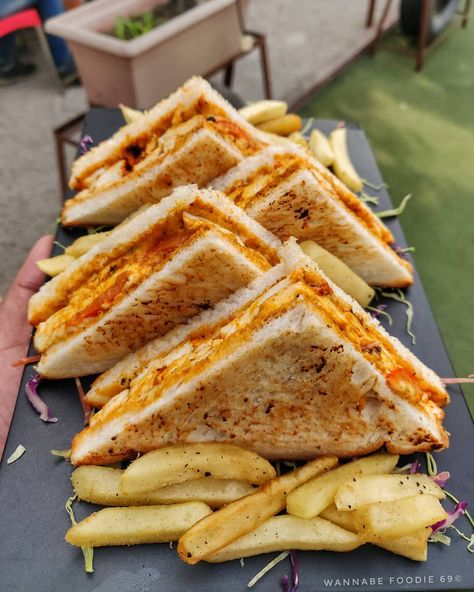 Sarthak Jain✴️ on Instagram: “Paneer tikka sandwich 🥪 . Taste-O-Meter-5/5😋 . Dm for exact location 🛣️ . Follow @wannabefoodie69 ♥️ For more food related stuff .…” Paneer Tikka Sandwich, Tikka Sandwich, Paneer Tikka, Paneer, French Toast, Sandwiches, Toast, Bread, On Instagram