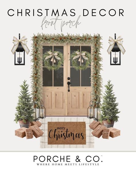 Holiday Porch Decor, Diy Christmas Door Decorations, Target Holiday, Diy Christmas Decor, Minimal Christmas, Christmas Front Porch, Home Inspo, Christmas Porch, Mirror Interior