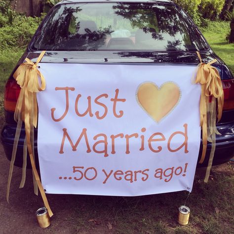 Just Married 50 Years Ago, 50th Wedding Anniversary Party Decorations, 50 Th Anniversary Party Ideas, 50 Wedding Anniversary Centerpieces, 60th Wedding Anniversary Decorations, Anniversary Party Ideas, 60 Anniversary, 50th Year Wedding Anniversary, 50th Wedding Anniversary Decorations