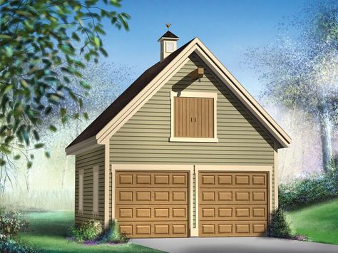 2-Car Garage with Loft, 072G-0017 Garage With Loft, Backyard Shop, Cottage Garage, Garage Plans With Loft, 2 Car Garage Plans, Garage Plans Detached, Plan Garage, Loft Apartments, Garage Door Types