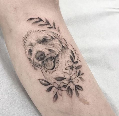 #BEAUTY ,#REALATIONSHIPS #Fashion #Outfits #Winter Outfits #Animals Dog Tattoo Floral, Heaven Dog Tattoo, Tattoo Dog Portrait, Dog Portrait Tattoo Flowers, Floral Dog Tattoo, Dog Flower Tattoo, Maggie Tattoo, Dogs Tattoos, Pet Portrait Tattoo