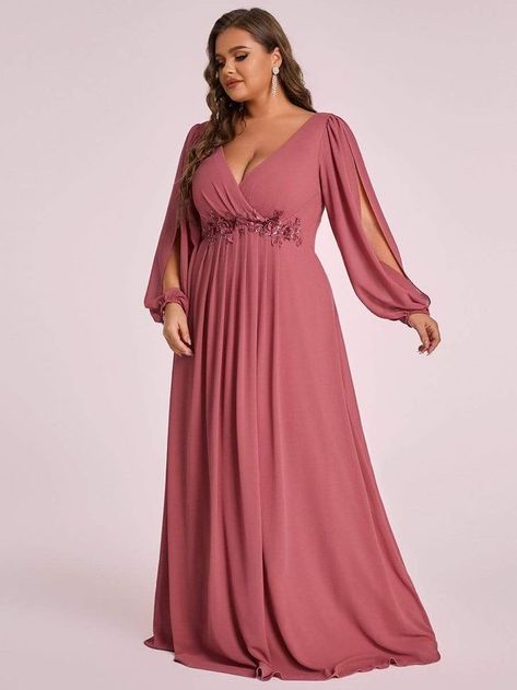 Plus Size Evening Dresses, Puffed Long Sleeves, Beautiful Evening Dresses, Sukienki Plus Size, Plus Size Bridesmaid, Evening Dresses With Sleeves, Evening Dresses Plus Size, Bridesmaid Dresses Plus Size, Mothers Dresses