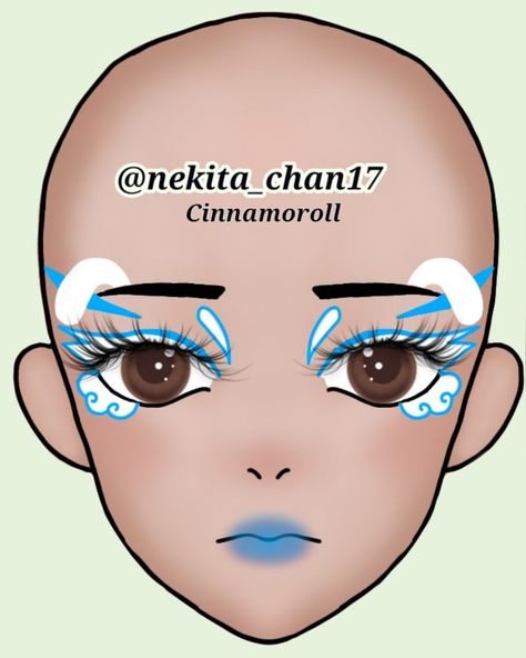 Makeup sanrio Cinnamon Roll Sanrio Makeup, Sanrio Inspired Makeup, Cinnamon Roll Makeup, Sanrio Face Paint, Sanrio Makeup Look, Cinnamoroll Makeup, Hello Kitty Dibujos, Sanrio Makeup, Glitter Bar