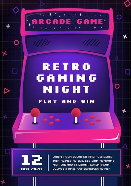 Vii Arcane, Geek Pride Day, Retro Cyberpunk, Retro Arcade Machine, Canva Graphics, Retro Arcade Games, Poster Template Free, Gaming Poster, Recruitment Poster