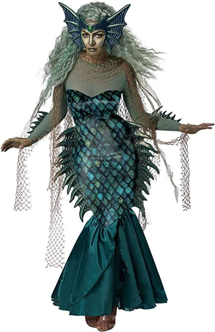 Sea Witch Costume, Sea Creature Costume, Siren Outfit, Siren Costume, Sea Costume, Sea Siren, California Costumes, Mermaid Style Dress, Black Halloween Dress