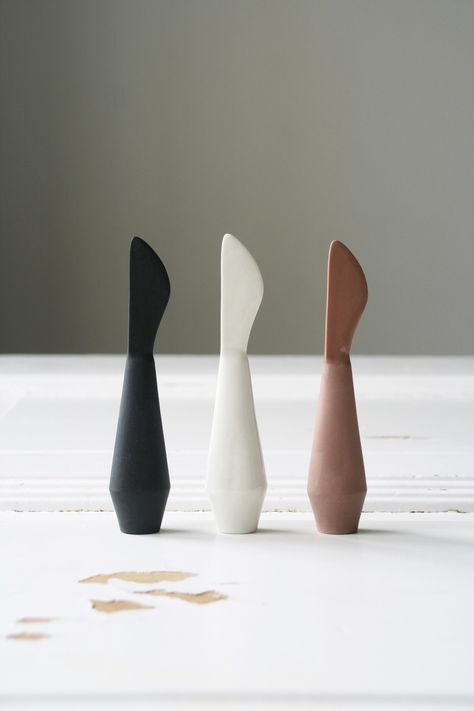 Poiju (buoy) by Finnish designer, STUDIO smoo. Standing butter knife. Ceramic Knife Holder, Ceramic Butter Knife, Pottery Toothpick Holder, Wood Butter Knife, Butter Bell, Ceramic Knife, Wooden Words, Butter Knife, Wood Spoon