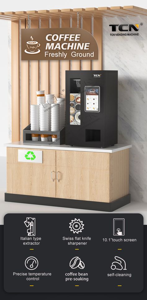 vending machine,coffee vending machine - TCN Coffee Vending Machine Design, Vendor Machine, Tea Vending Machine, Coffee Booth, Vending Machine Design, Thesis Ideas, Vending Machine Snacks, Vending Machine Business, Coffee Vending Machines