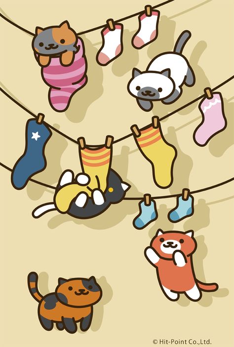 Neko Atsume Wallpaper, Wallpaper Gatos, Chat Kawaii, Neko Atsume, Images Kawaii, Pusheen Cat, Image Chat, Cats Illustration, Kawaii Cat