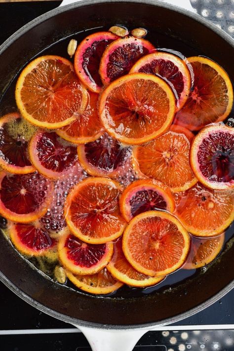 Candied Orange Slices in Syrup (Caramelized Orange) - Alphafoodie Caramelized Lemon Slices, Caramelized Orange Slices, Glazed Orange Slices, How To Candy Orange Slices, How To Make Candied Orange Slices, Candied Citrus Slices, Candied Flowers, Glazed Fruit, Candied Fruit Recipes