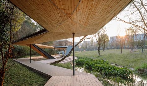 Floating Cornice on the Brook: Micro-Renewal of Zhejiang Conservatory of Music | line+ | Archinect Load Bearing Wall, Wood Staircase, Steel Columns, Steel Beams, Music Pictures, Architectural Photography, Landscape Features, The Wing, Wooden Beams