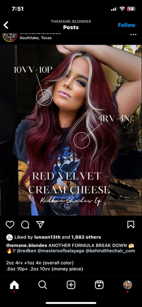 Purple Burgundy Hair, Eggplant Colored Hair, Ruby Red Hair Color, Red Velvet Hair Color, Plum Red Hair, Purple Red Hair Color, Dark Burgundy Hair, Red Hair With Blonde Highlights, Vibrant Red Hair