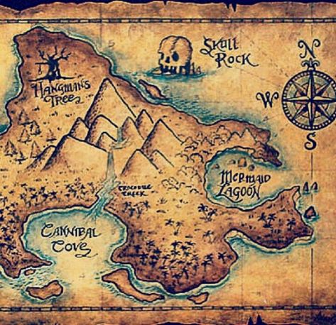 Treasure Map Drawing, Neverland Map, Pirate Map, Maps Aesthetic, Fantasy Map Making, Pirate Treasure Maps, Seni Vintage, Pirate Art, Catty Noir