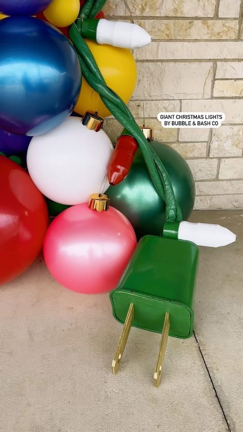 I made the viral GIANT strand of Christmas lights & paired them with a STACK of @theholiball ornaments. Mixed them in with some… | Instagram Balloon Christmas Lights, Balloon Ornaments, Giant Christmas Ornaments, Giant Balloons, Christmas Balloons, One Year Anniversary, Kids Church, Balloon Art, Kids Fun