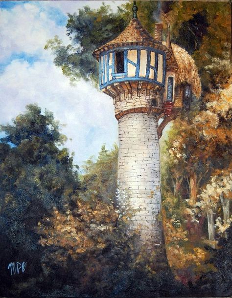 Rapunzel's Tower Rapunzel's Tower, Princess Tower, Rapunzel Tower, Castle Painting, Medieval Tower, Beautiful Horse Pictures, Fairytale Illustration, Creatures Of The Night, Disney Party