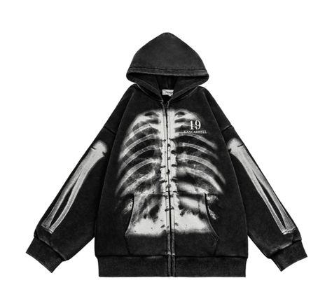 Cool Black Aesthetic, Black Aesthetic Fashion, Hoodie Skeleton, Streetwear Coat, Skeleton Hoodie, Vintage Skeleton, Skull Clothing, Skeleton Print, Halloween Kostüm