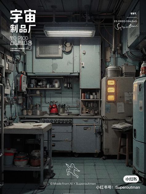 Cyberpunk Environment Art, Post Apocalyptic Room, Cyberpunk Warehouse, Dystopian Apartment, Cyberpunk Kitchen, Dystopia Art, Cyberpunk Interior Design, Cyberpunk Bedroom, Cyberpunk Apartment