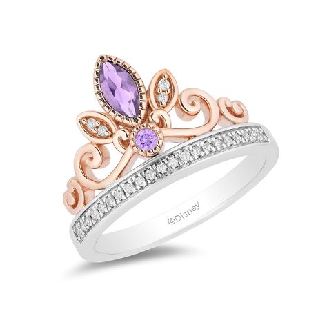 PRICES MAY VARY. Officially Licensed Disney Jewelry - Enchanted Disney Fine Jewelry Rose-De-France Rapunzel Tiara Ring in 14K Rose Gold over Sterling Silver With 1/10 Cttw Natural White Round Diamonds Dimension - L:21.6 mm, W:12.6 mm, H:22.3 mm Inspiration – Dare to let your hair down with jewelry inspired by Rapunzel from Disney's Tangled. Her sun symbol is radiant in polished gold and silver. Pale pink Rose de France amethyst expresses her artistic side and diamonds sparkle with her energetic Tangled Quince, Rapunzel Tiara, Disney Rings, Enchanted Jewelry, Enchanted Disney, Enchanted Disney Fine Jewelry, Disney Fine Jewelry, Tiara Ring, Diamond Tiara