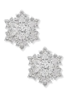 Anne Klein Silver Tone Crystal Snowflake Button Earrings. Sparkling crystals add glamour to these silver-tone snowflake button earrings by Anne Klein. Crystal Snowflakes, Snowflake Earrings, Stud Style, Button Earrings, Fashion Jewelry Earrings, Sparkling Crystal, Online Earrings, Color Crystal, Silver Earrings Studs