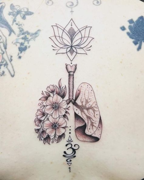 Respiratory Therapy Tattoo, Lung Tattoo, Lungs Drawing, Thoracic Surgery, Awareness Tattoo, Bug Tattoo, Ribbon Tattoos, Tattoo For Son, Nature Tattoos